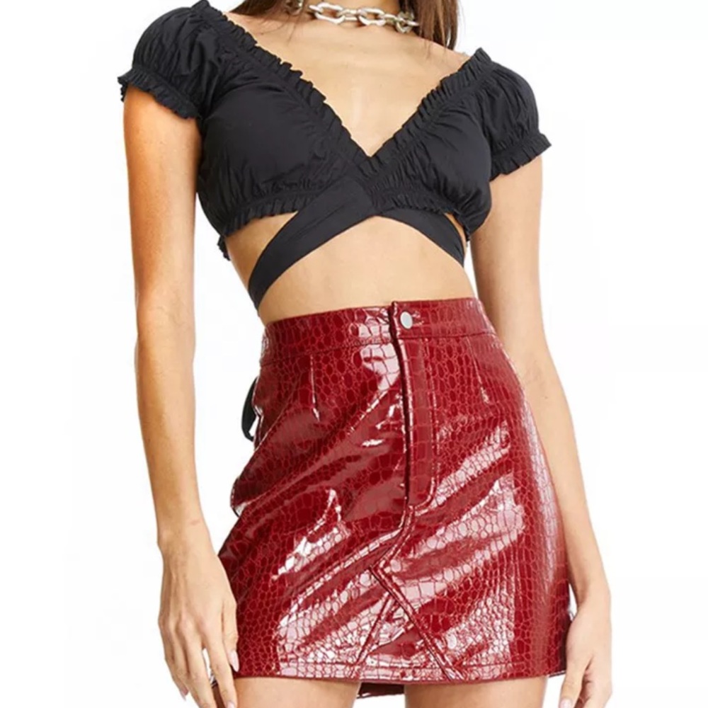 “Bindi top” puff sleeve wrap top